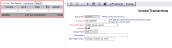 Invoice Transactions screen example with transaction added (highlighted on left)